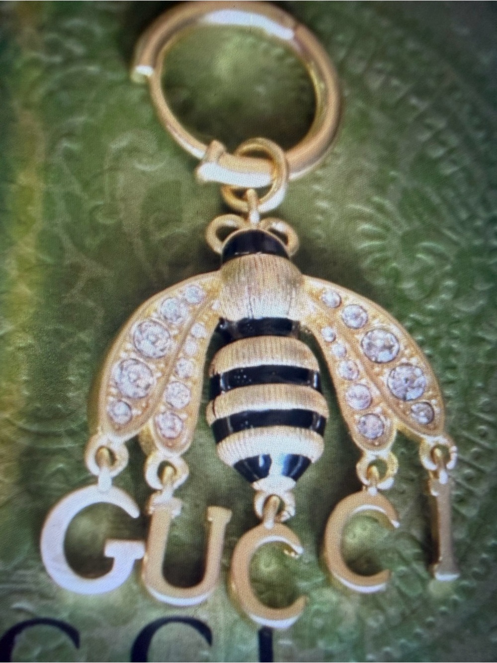 Unbranded Gold-Tone Bee Charm Keyring with Crystal Accents earrings
